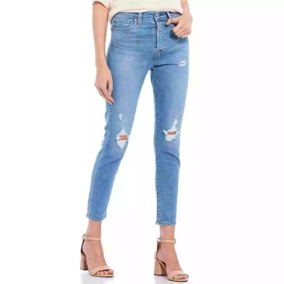 Levi’s Wedgie Skinny Distressed Light Wash Jeans 28 - Picture 1 of 15